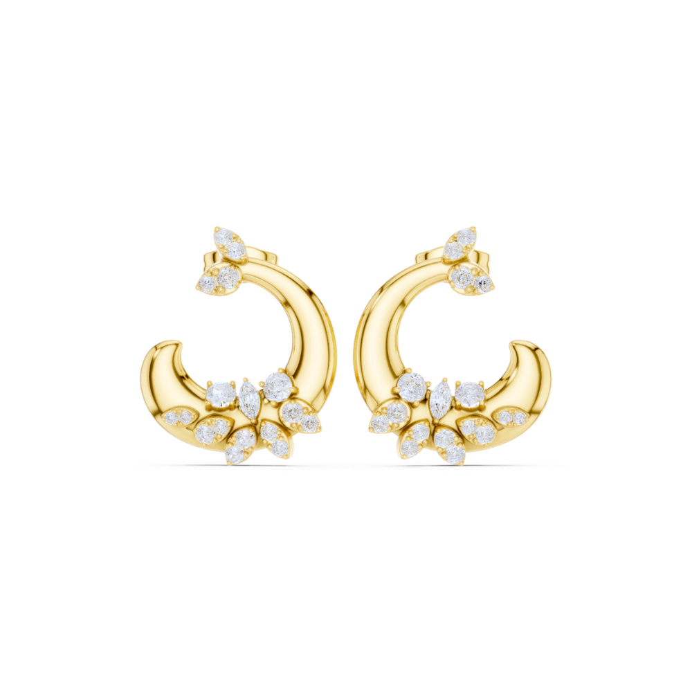 Floral Crescent Hoop Earrings