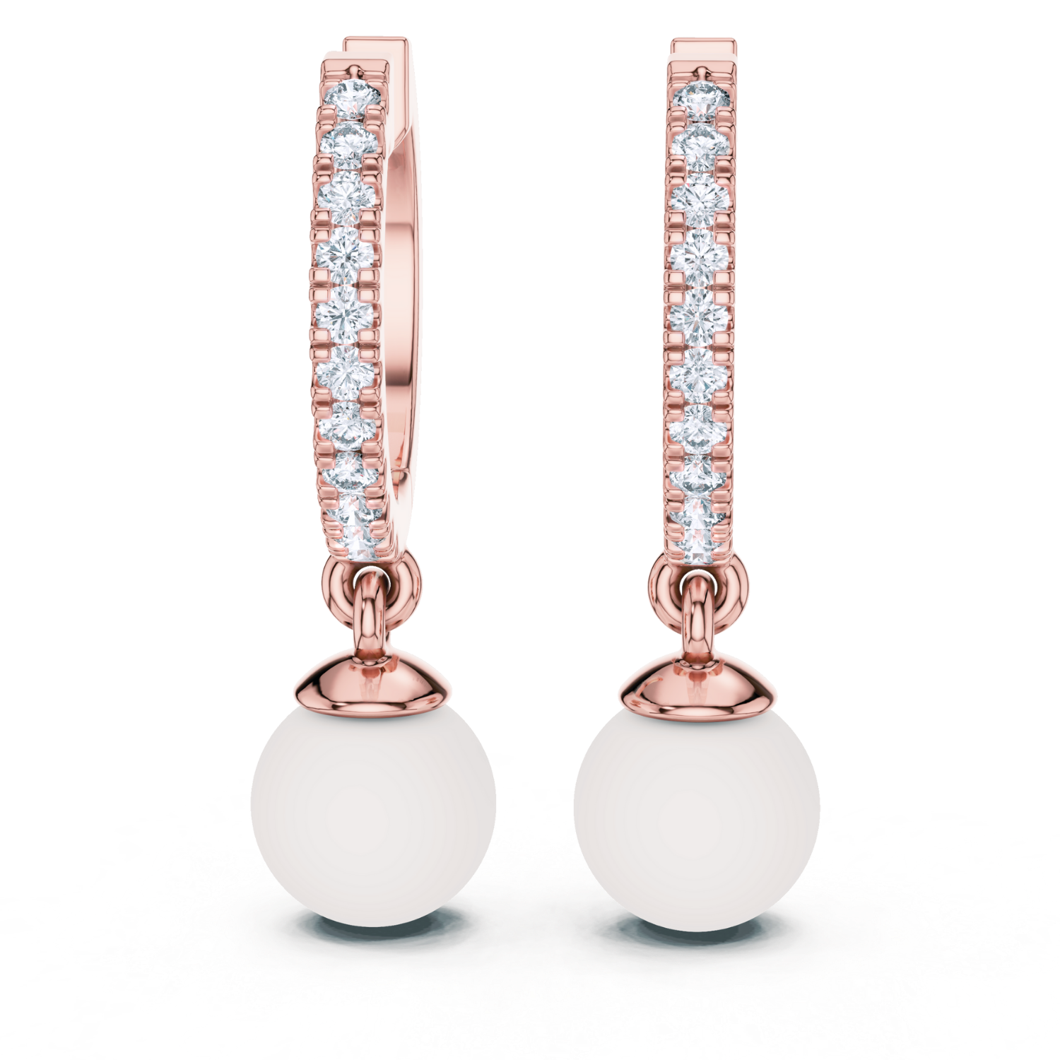 Lustrous Pearl Diamond Hoop Earrings