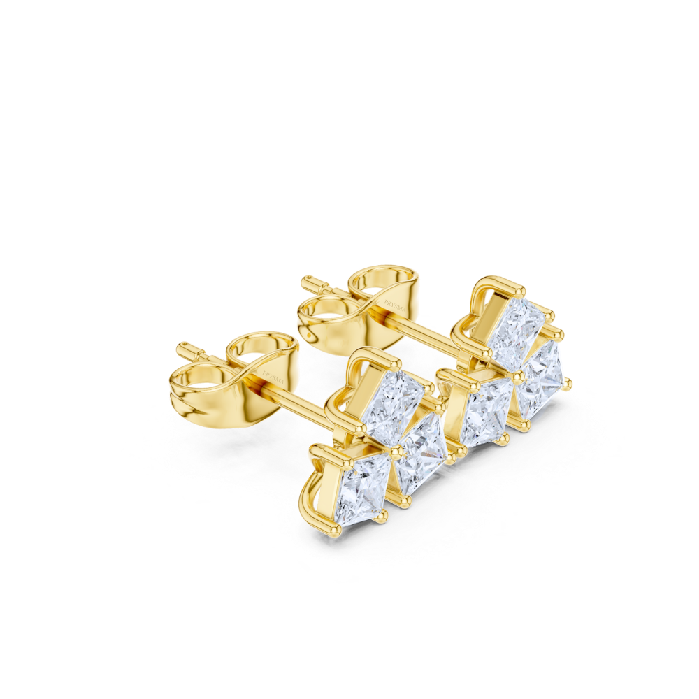 Geometric Grace Princess Diamond Studs