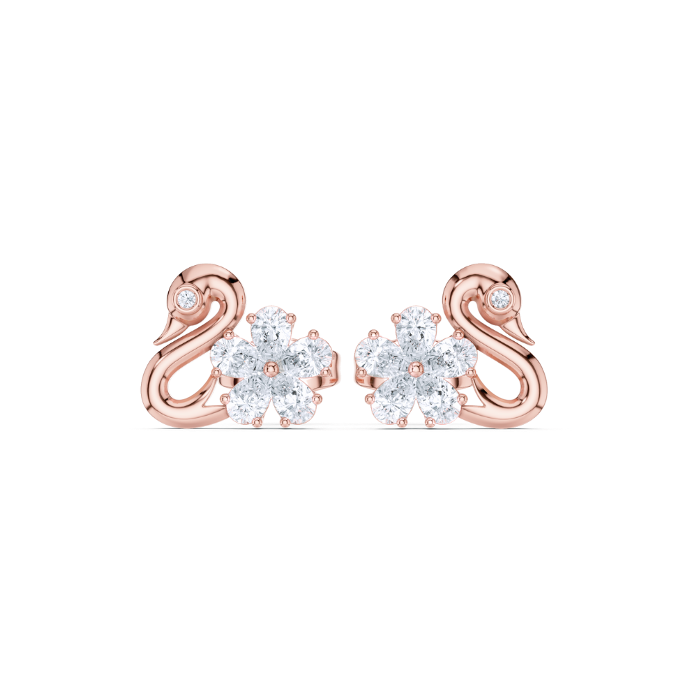 Graceful Bloom Swan Diamond Studs