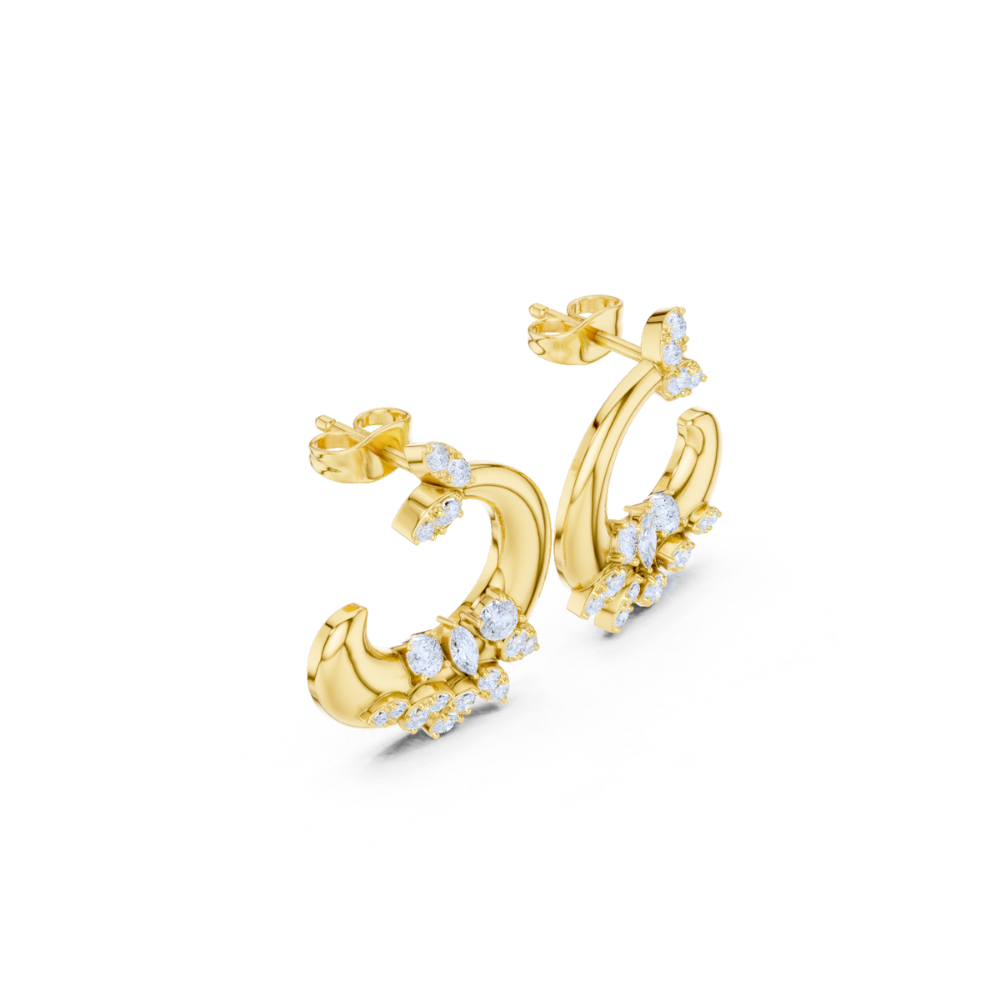 Floral Crescent Hoop Earrings