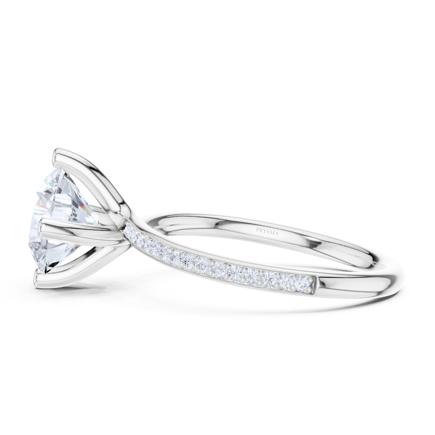 Classic Round Solitaire Pave Ring