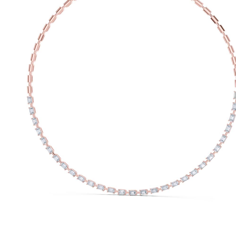 Lucent Emerald-Cut Diamond Tennis Necklace