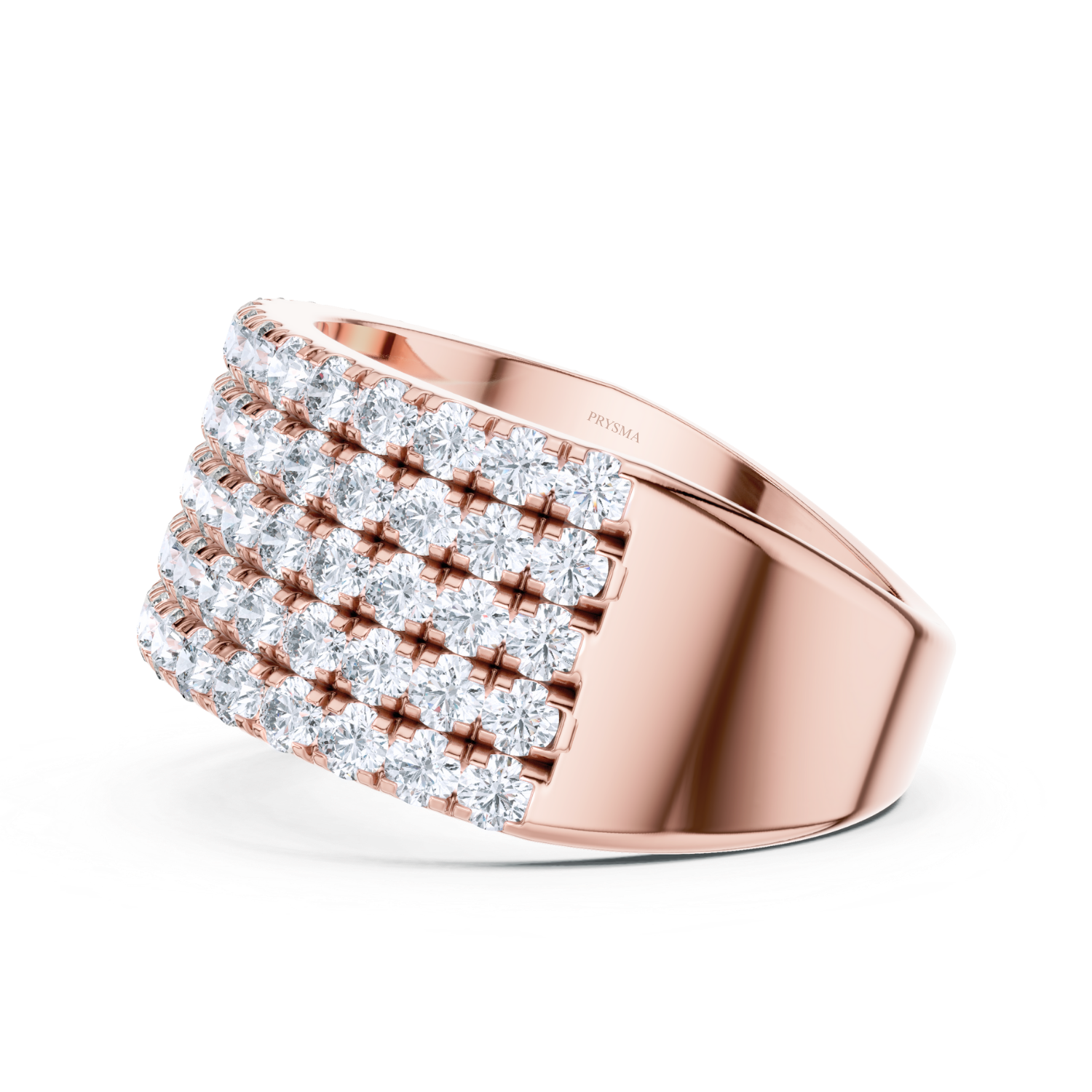 Wide Multi-Row Diamond Band Ring