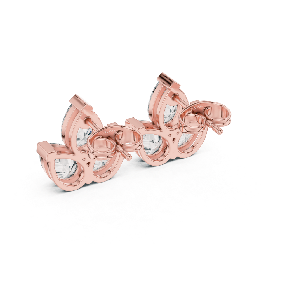 Triple Bloom Pear Diamond Earrings