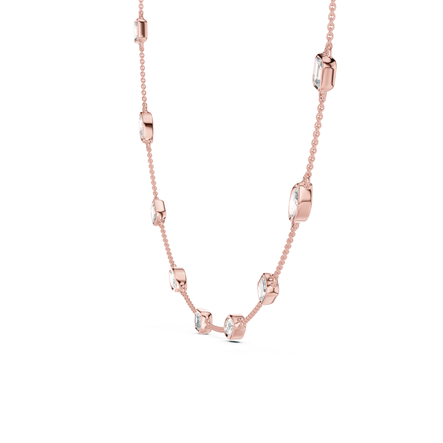 Bezel-Set Diamond Station Necklace