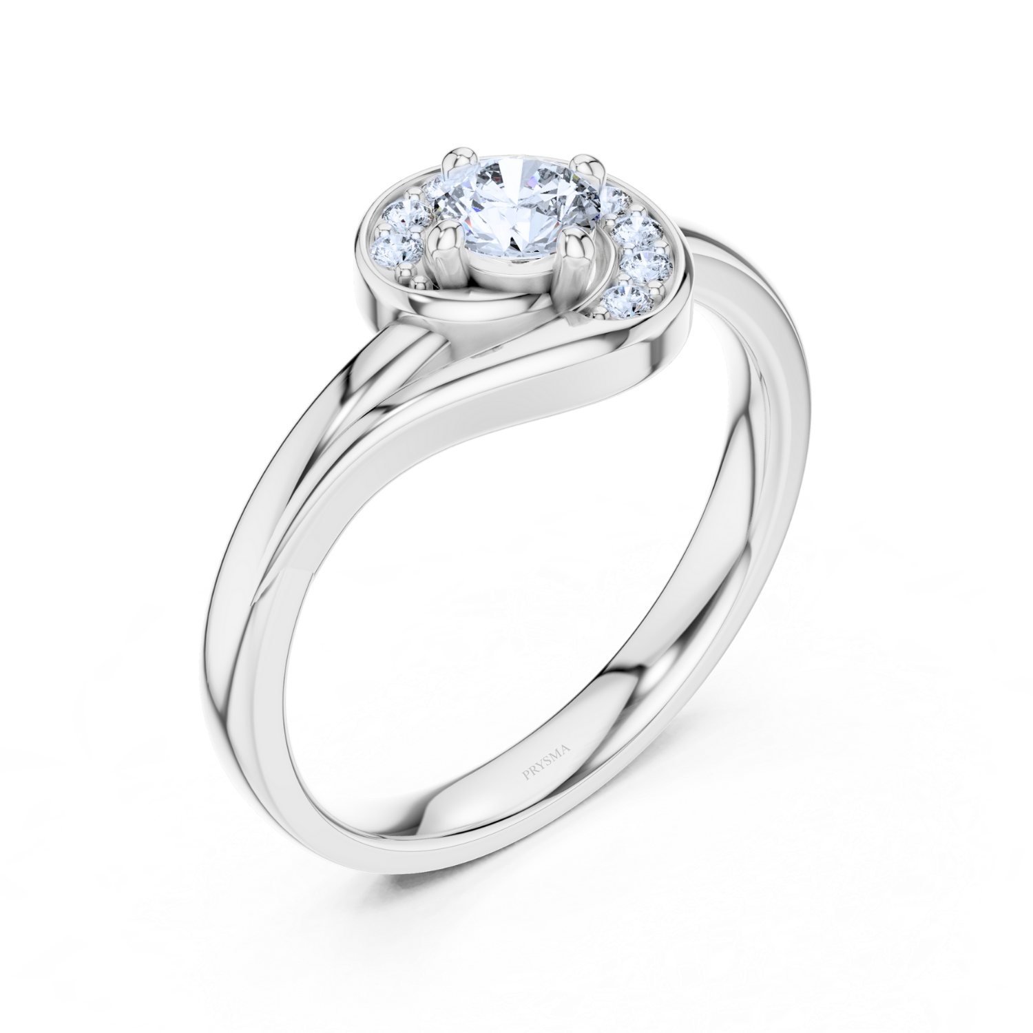 Crescent Halo Diamond Ring