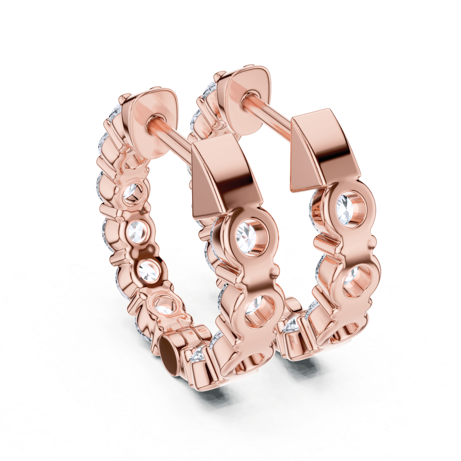 Single Row Vault Lock Diamond Earring Hoops