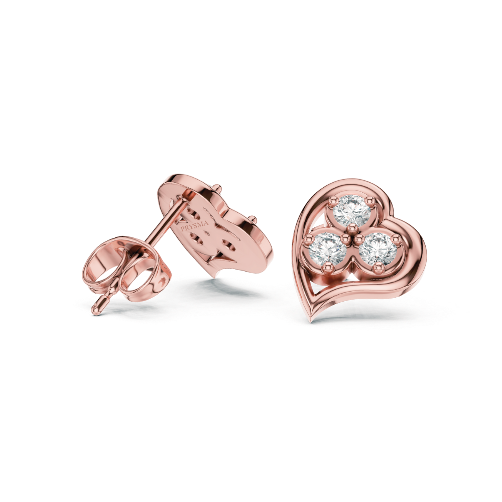 Trinity Heart Diamond Stud Earrings