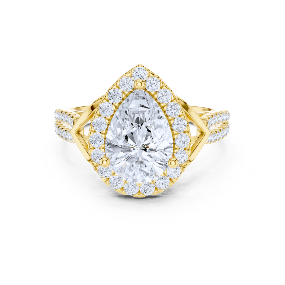 Regal Teardrop Halo Ring