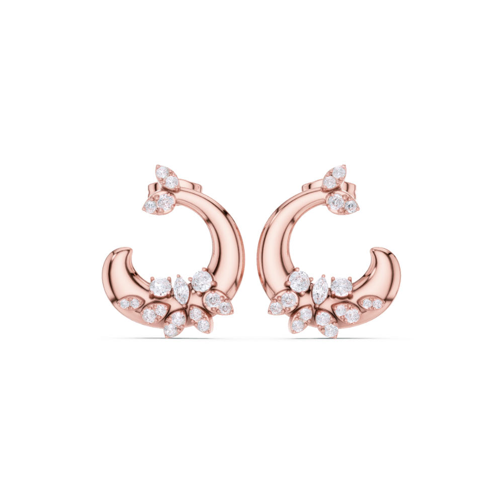 Floral Crescent Hoop Earrings