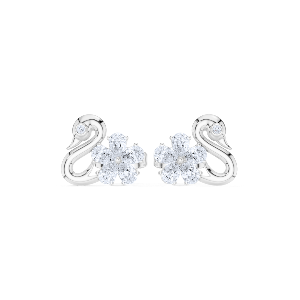 Graceful Bloom Swan Diamond Studs