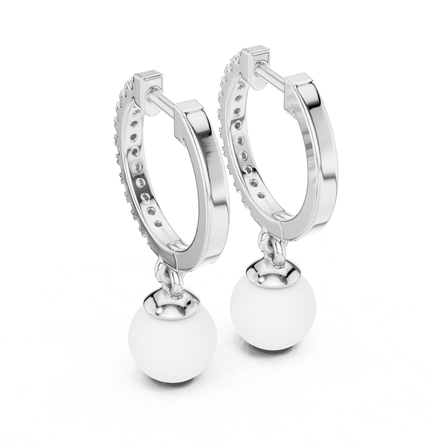 Lustrous Pearl Diamond Hoop Earrings