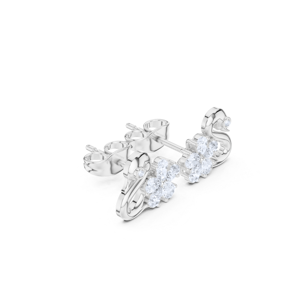 Graceful Bloom Swan Diamond Studs