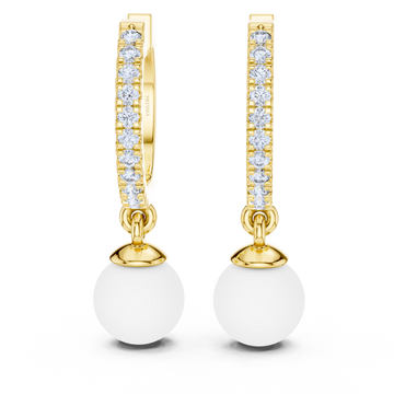 Lustrous Pearl Diamond Hoop Earrings