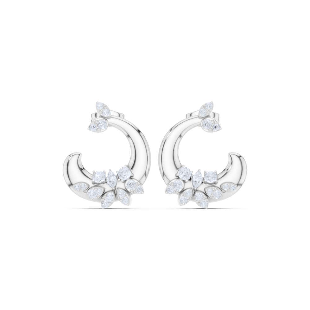Floral Crescent Hoop Earrings