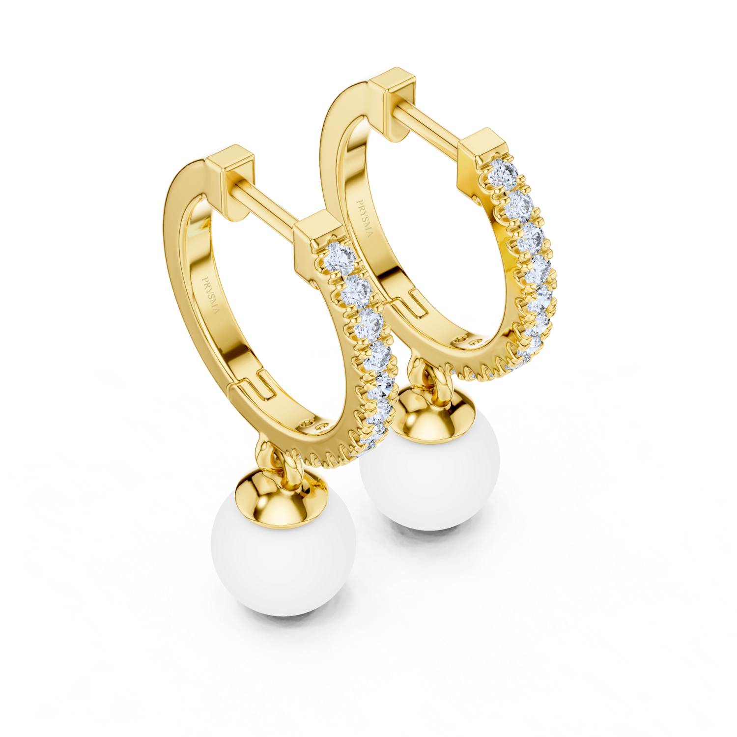 Lustrous Pearl Diamond Hoop Earrings