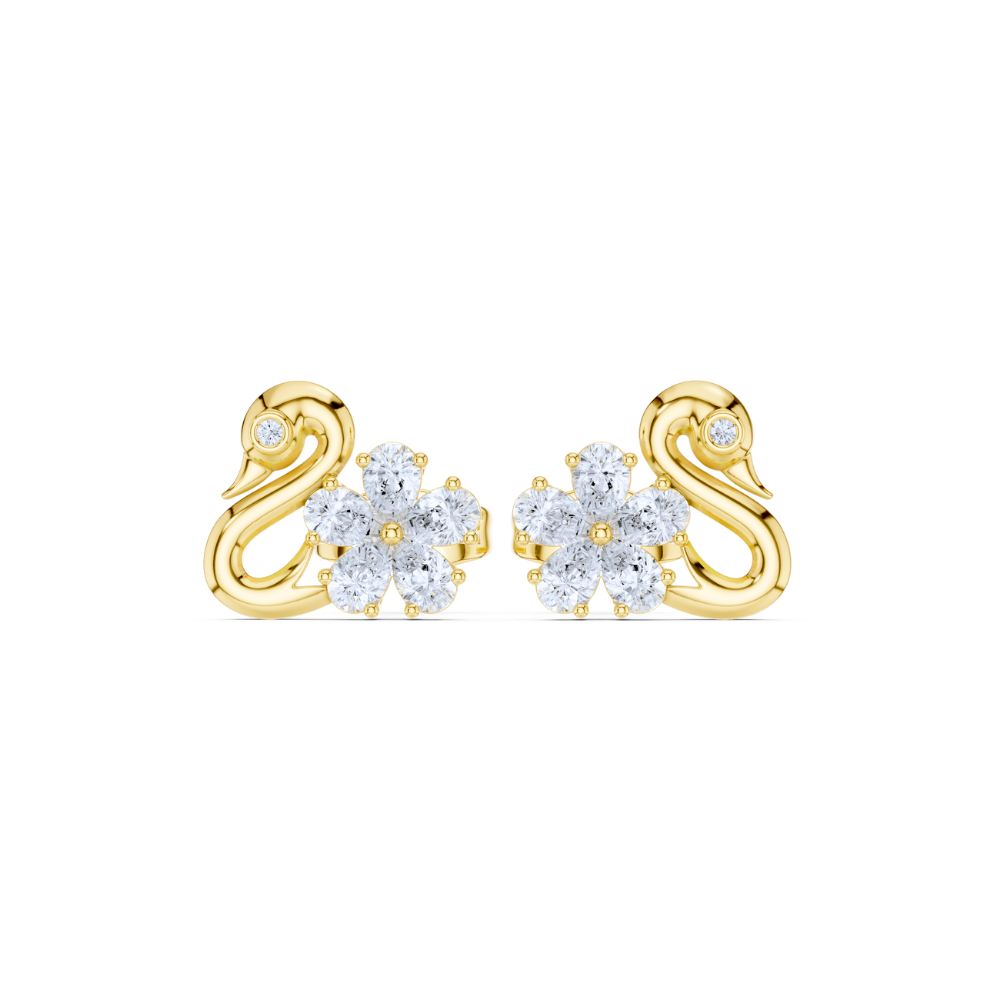 Graceful Bloom Swan Diamond Studs