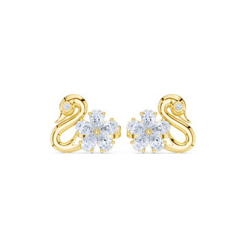 Graceful Bloom Swan Diamond Studs