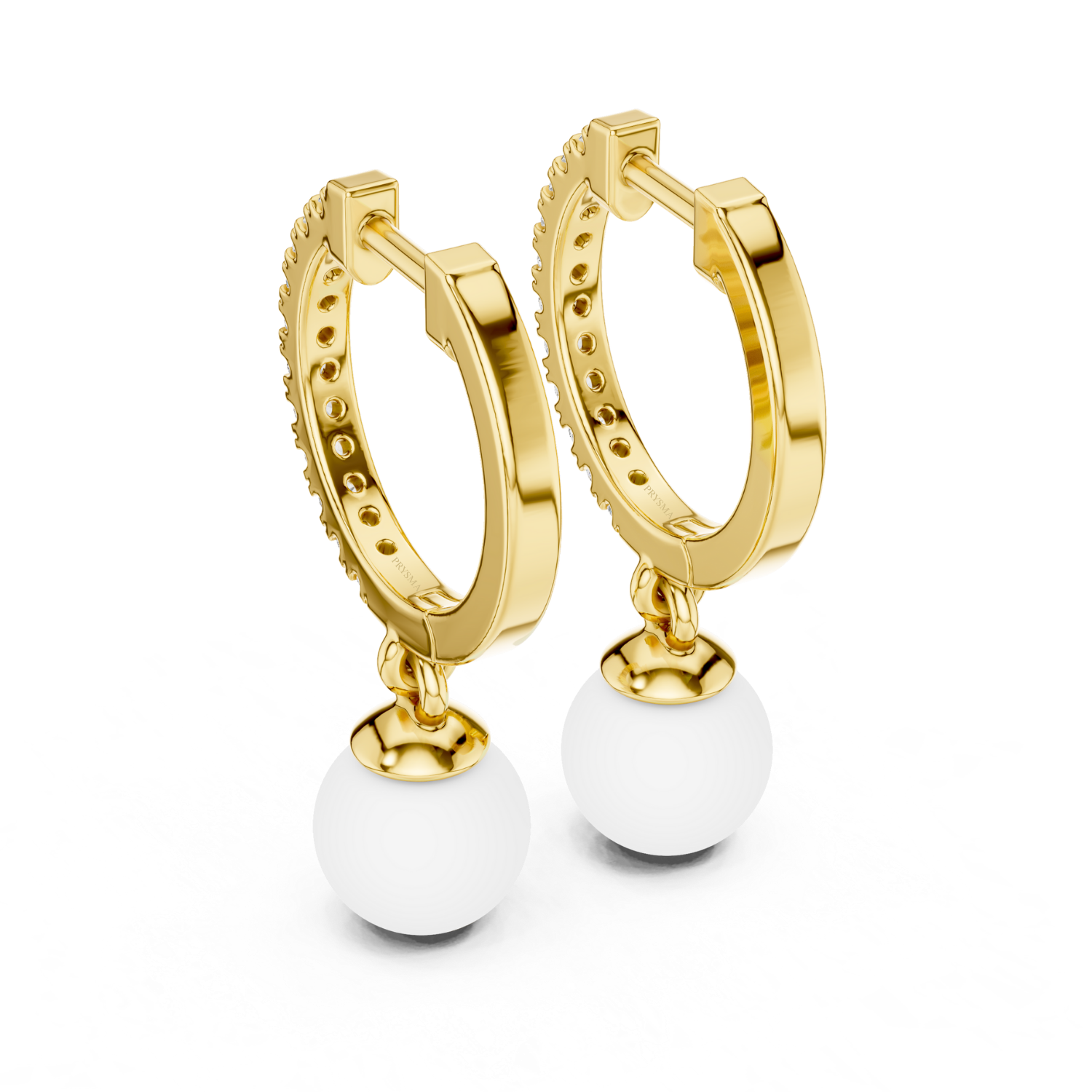 Lustrous Pearl Diamond Hoop Earrings