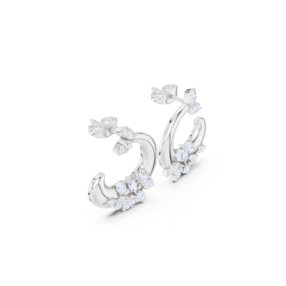 Floral Crescent Hoop Earrings
