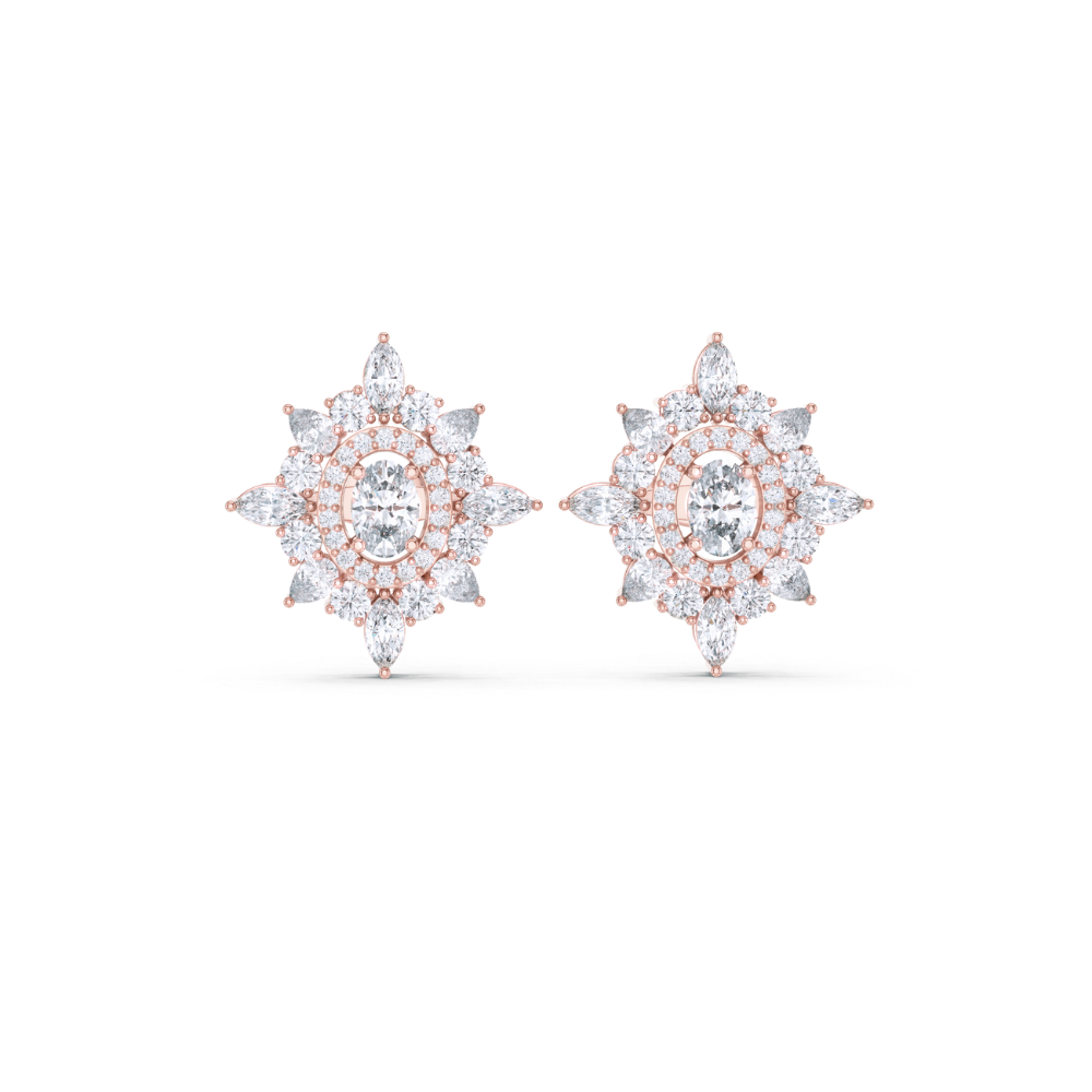 Regal Bloom Diamond Stud Earrings