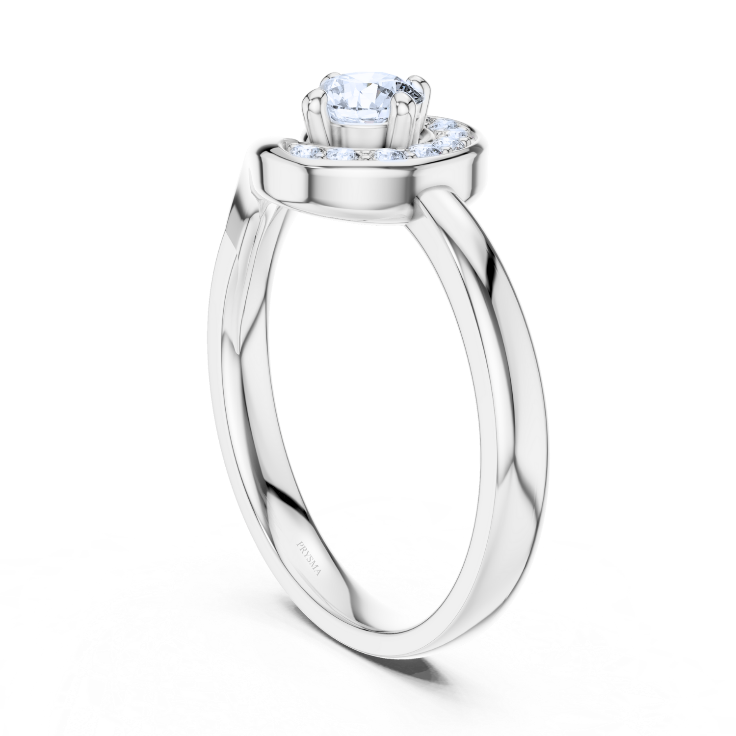 Crescent Halo Diamond Ring
