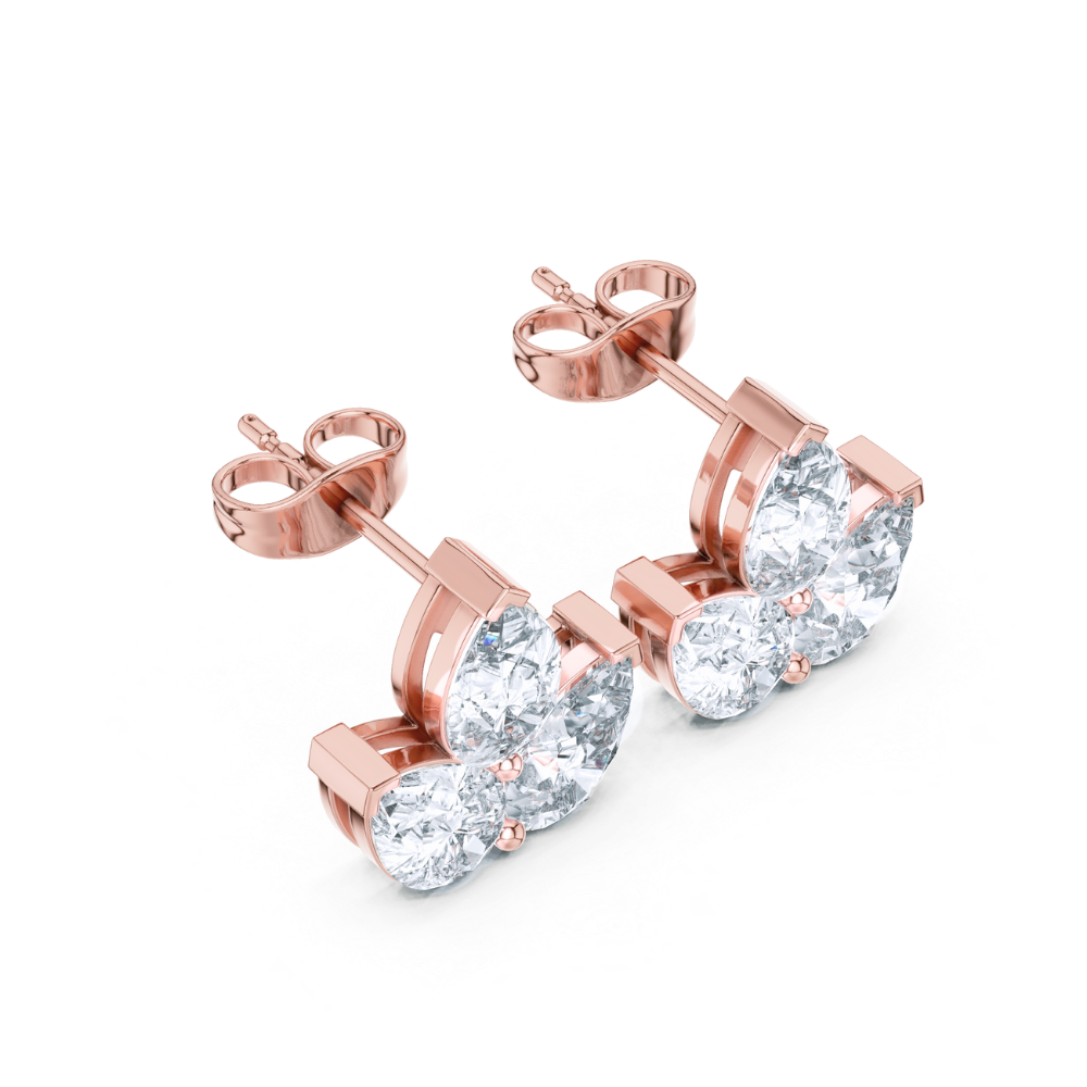 Triple Bloom Pear Diamond Earrings