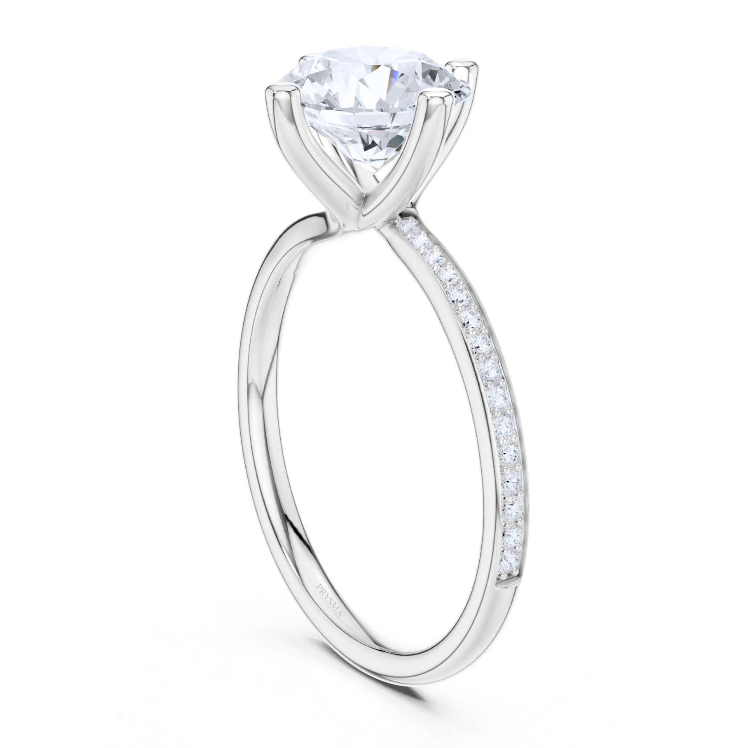 Classic Round Solitaire Pave Ring