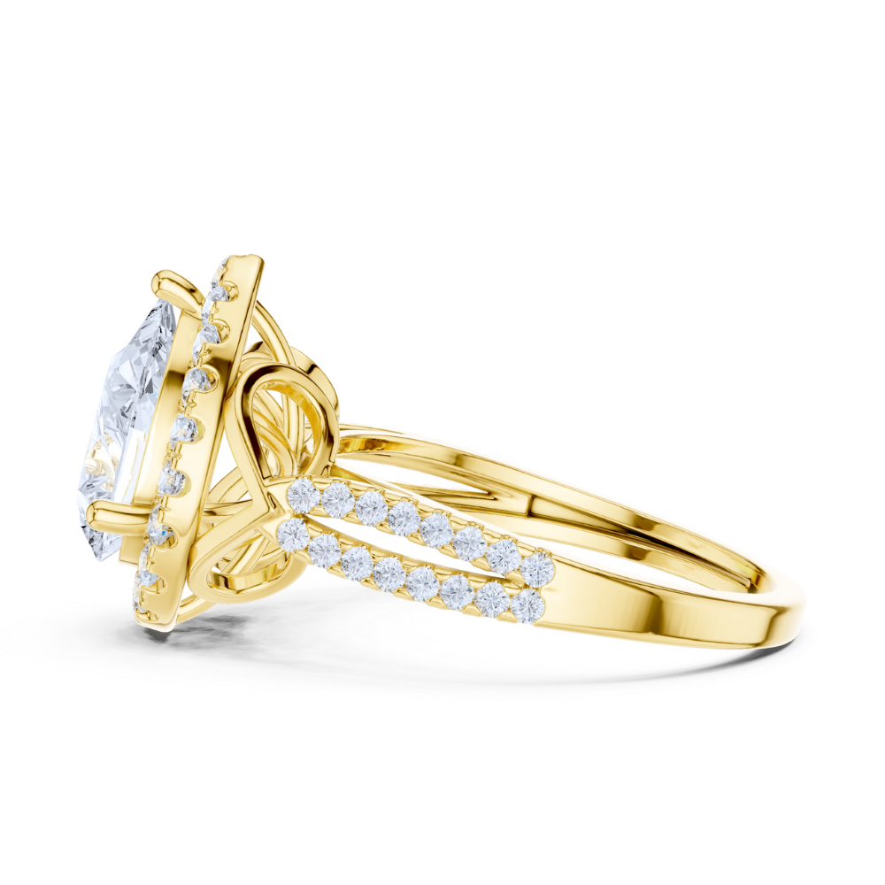 Regal Teardrop Halo Ring