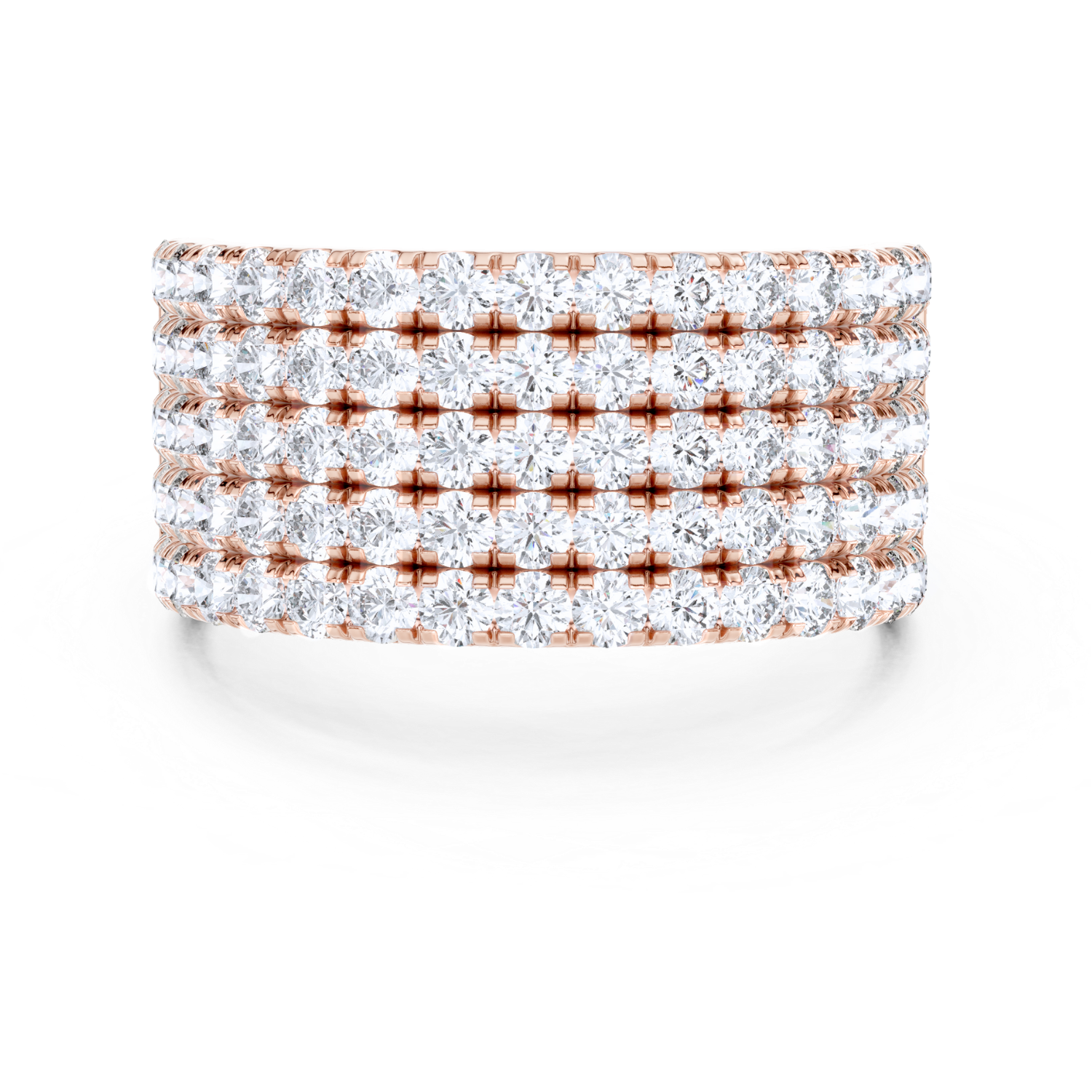 Wide Multi-Row Diamond Band Ring