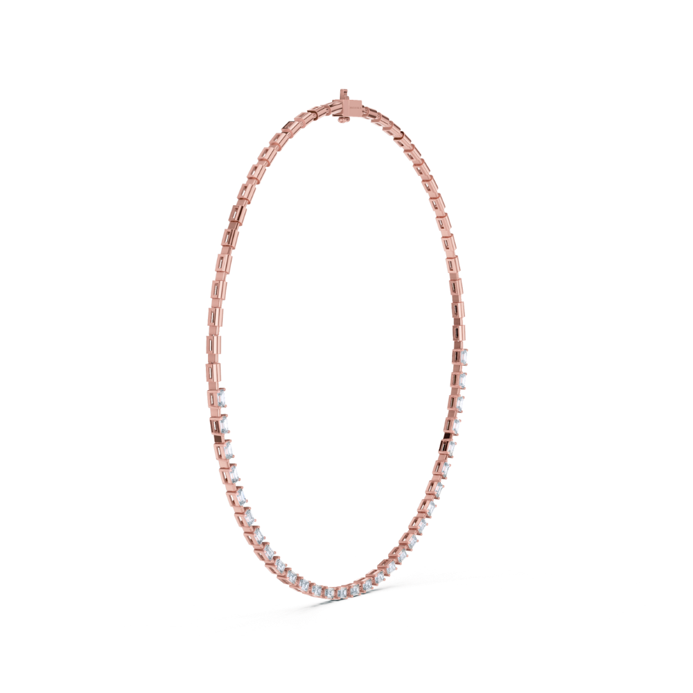 Lucent Emerald-Cut Diamond Tennis Necklace