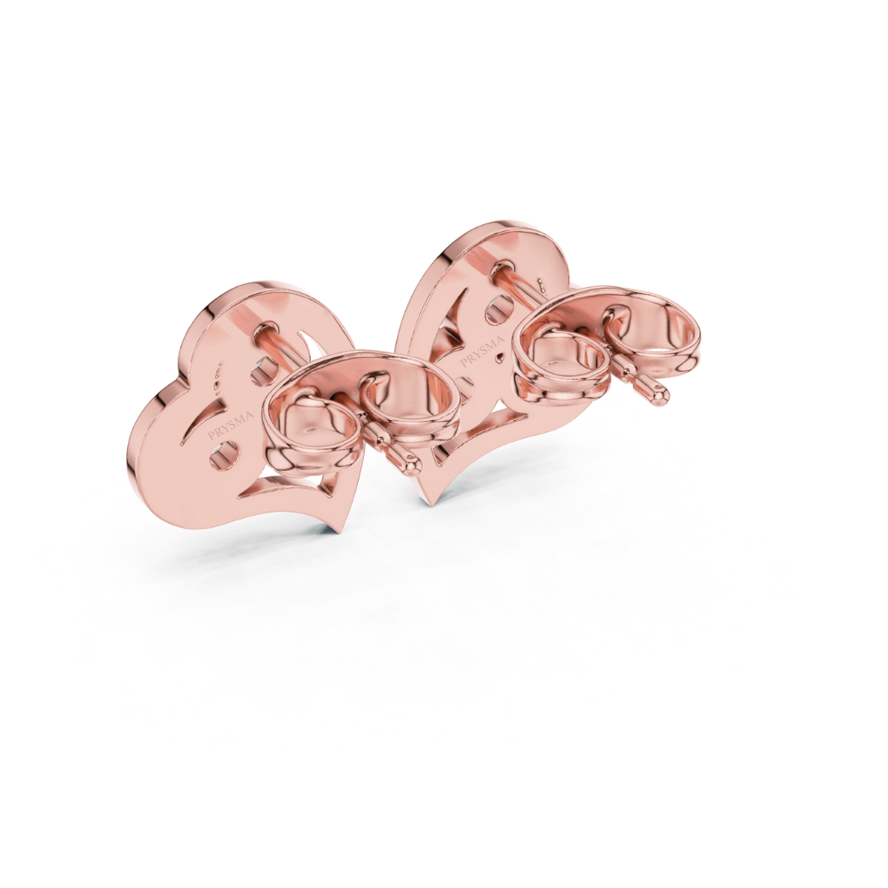 Trinity Heart Diamond Stud Earrings