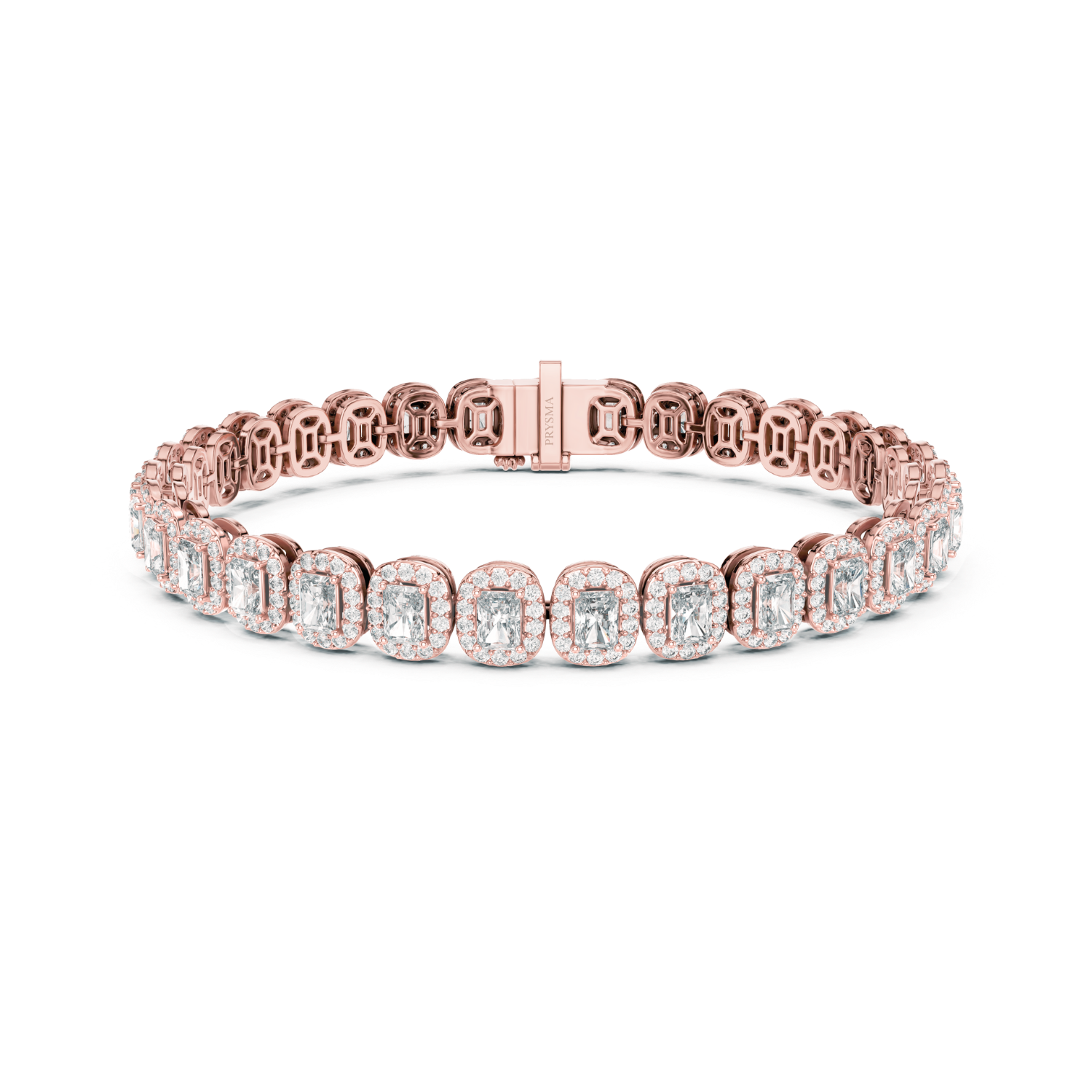 Radiant-Cut Diamond Halo Tennis Bracelet