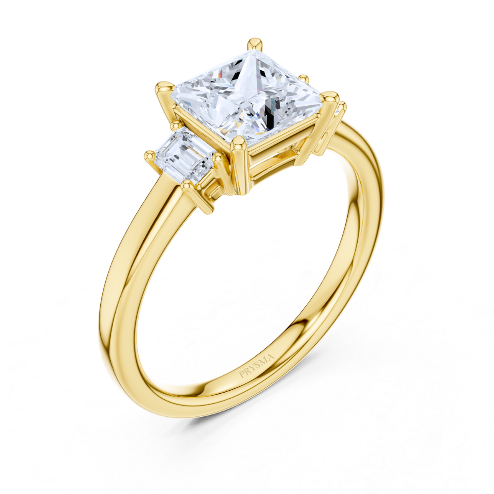 Regal Radiance Princess-Cut Three-Stone Ring