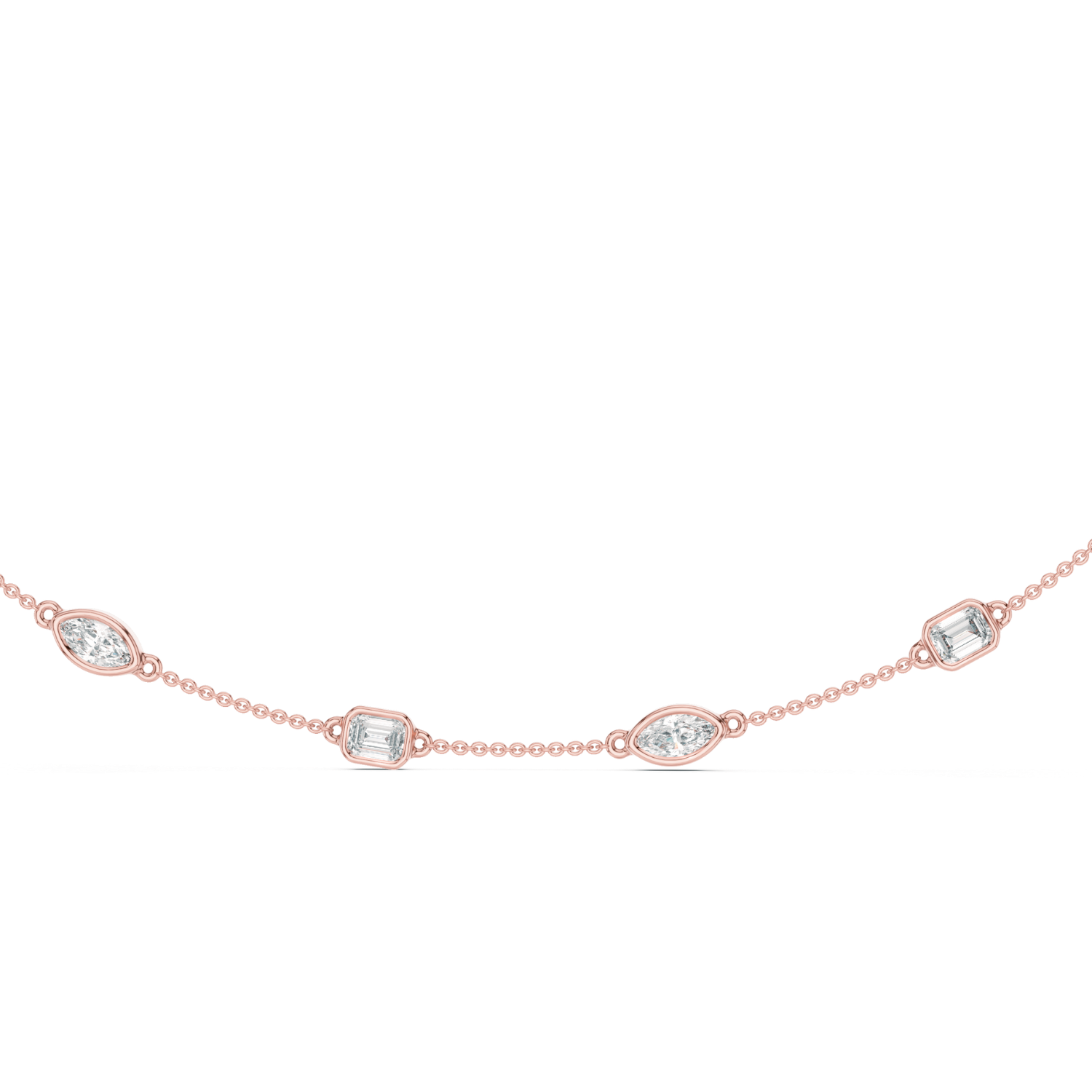 Bezel-Set Diamond Station Necklace