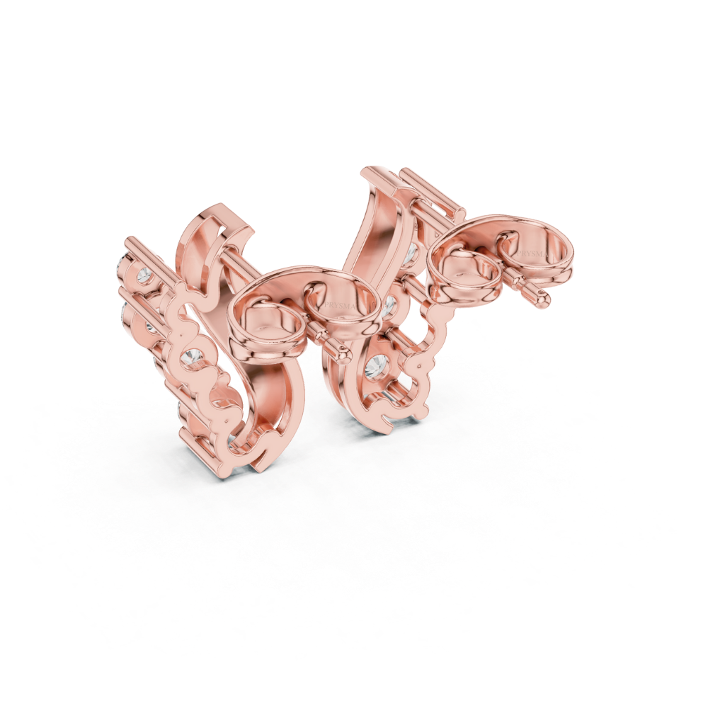Curved Vine Diamond Stud Earrings