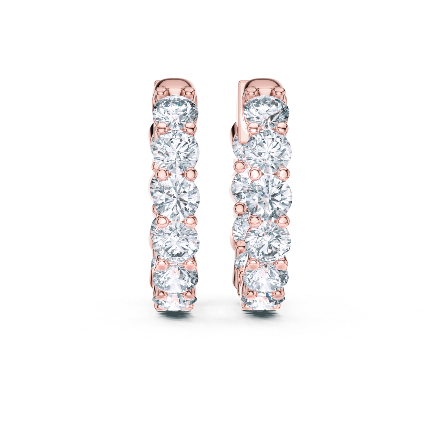 Single Row Vault Lock Diamond Earring Hoops