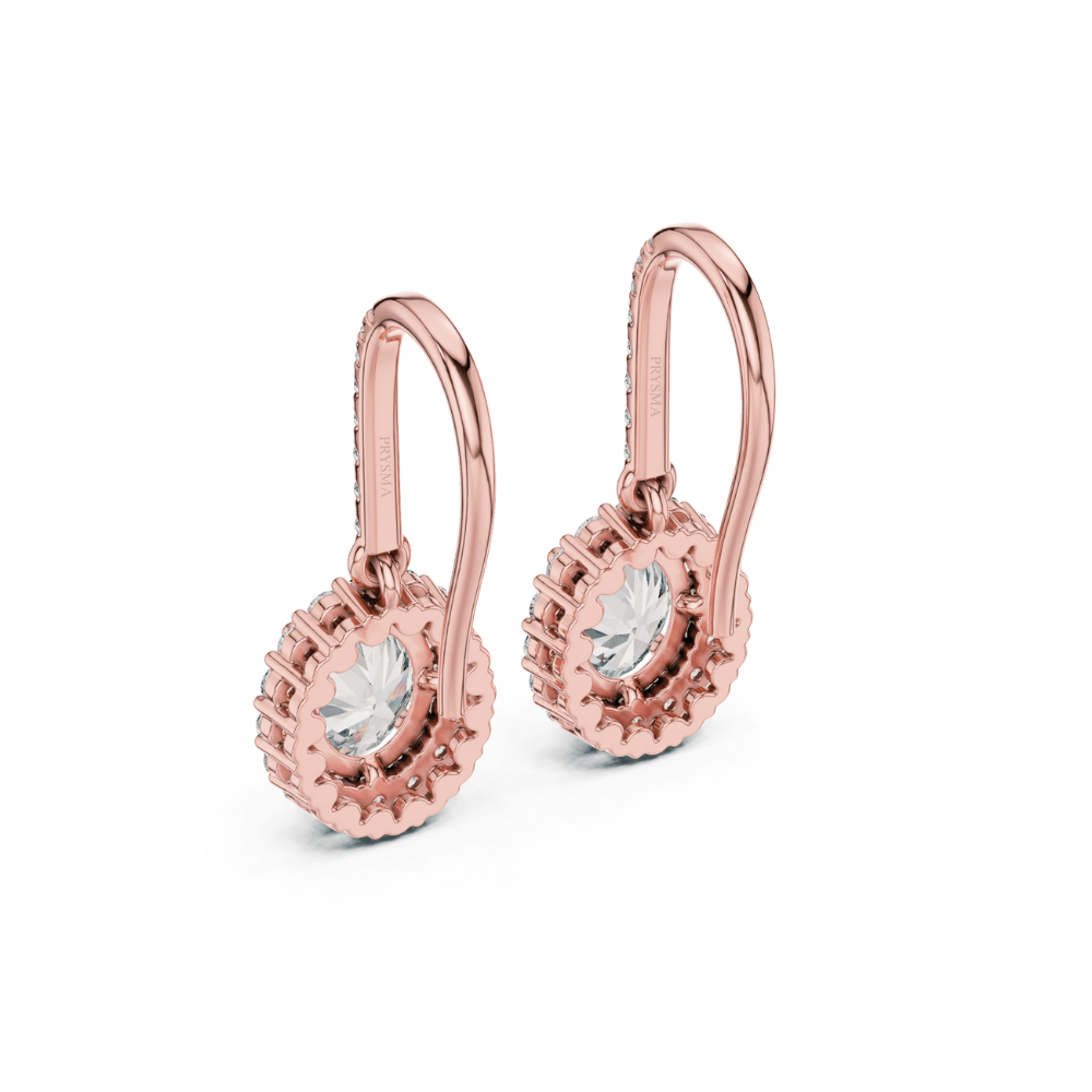 Radiant Halo Oval Drop Diamond Earrings