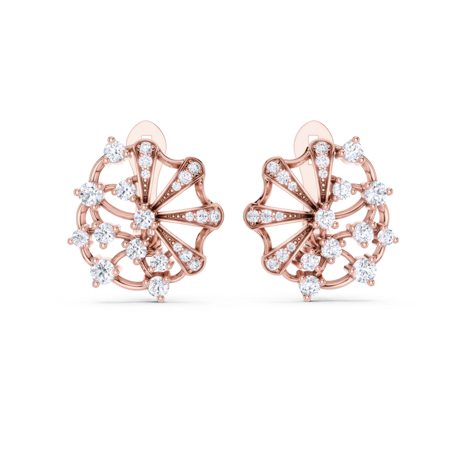 Fan-Inspired Diamond Earrings
