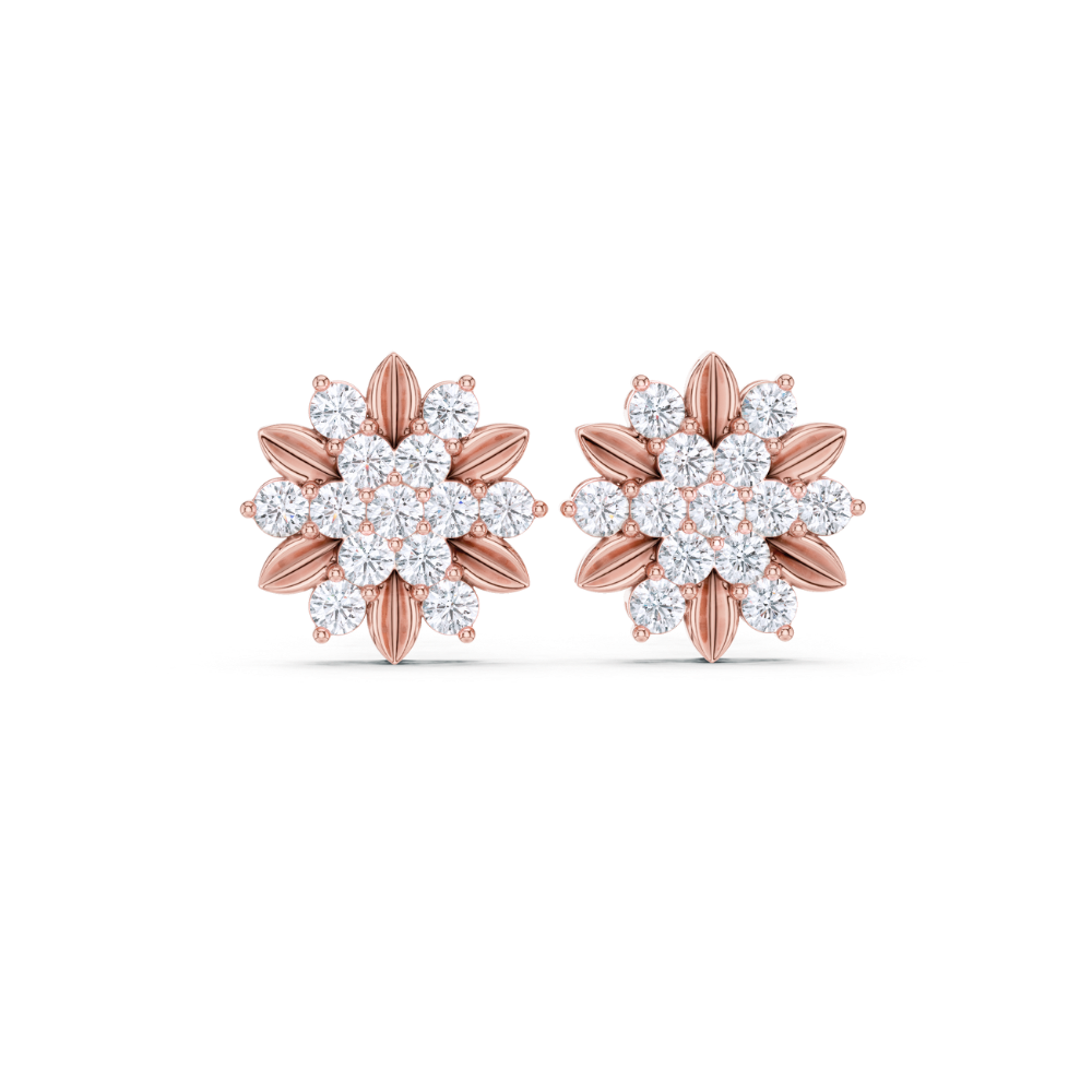 Golden Petal Radiance Diamond Studs