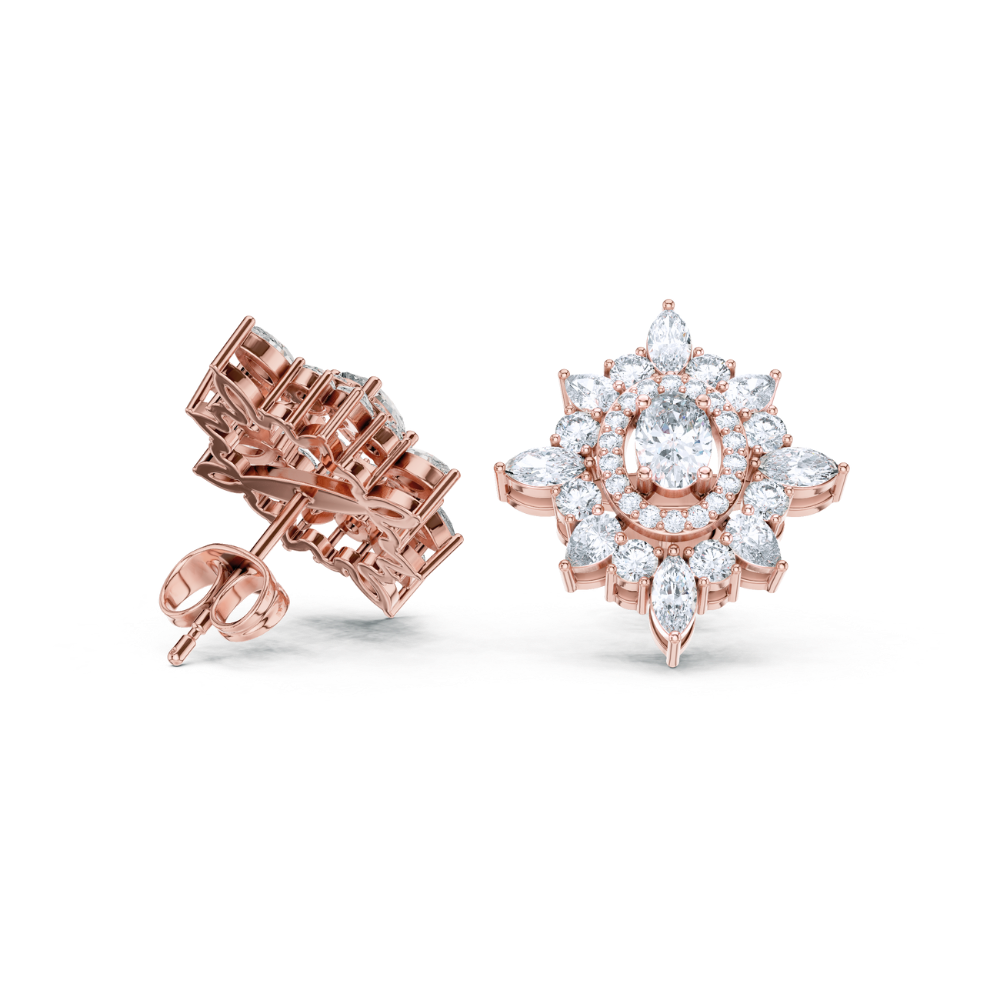 Regal Bloom Diamond Stud Earrings