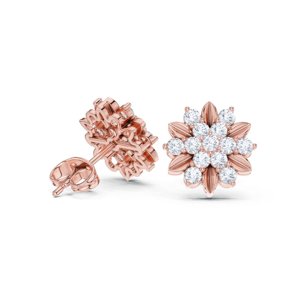 Golden Petal Radiance Diamond Studs