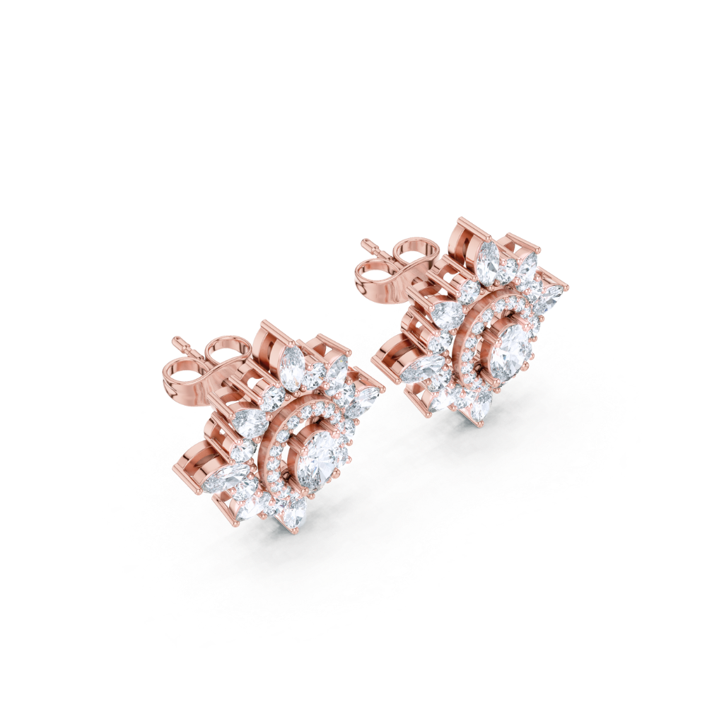Regal Bloom Diamond Stud Earrings