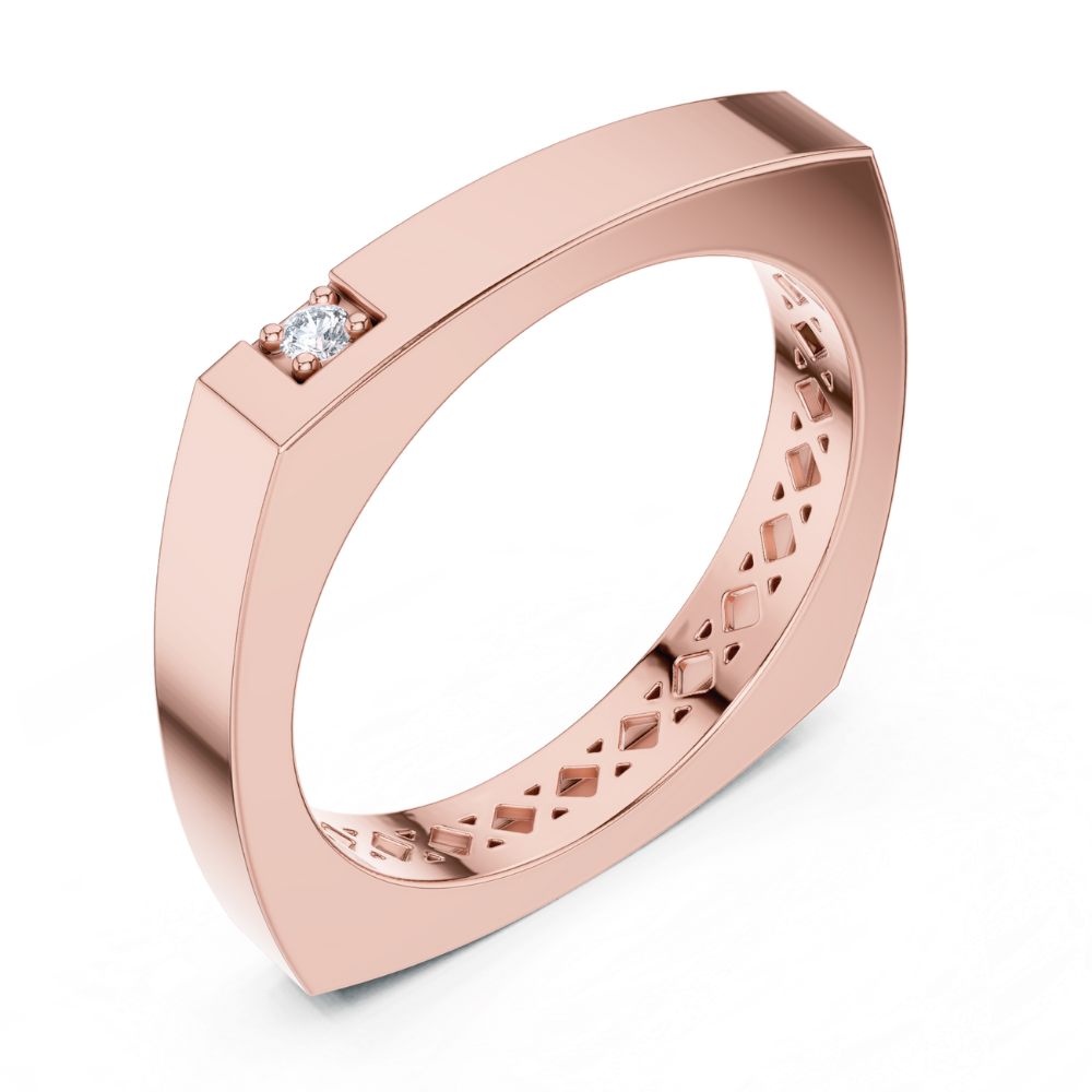 Modern Edge Solitaire Band Ring