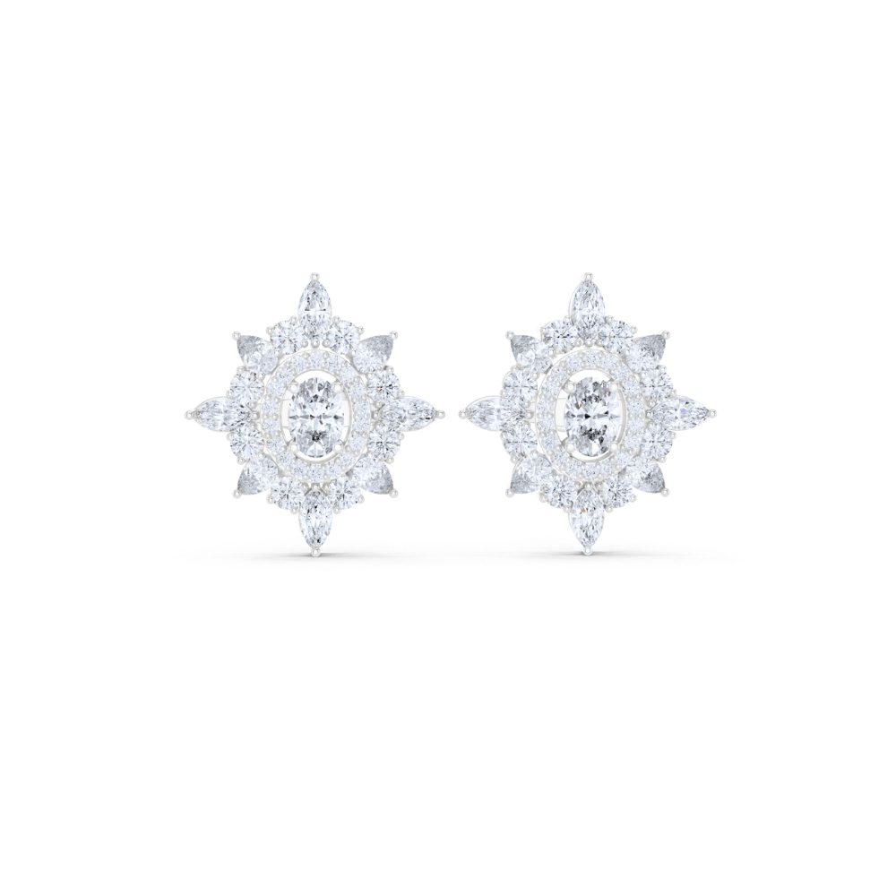 Regal Bloom Diamond Stud Earrings