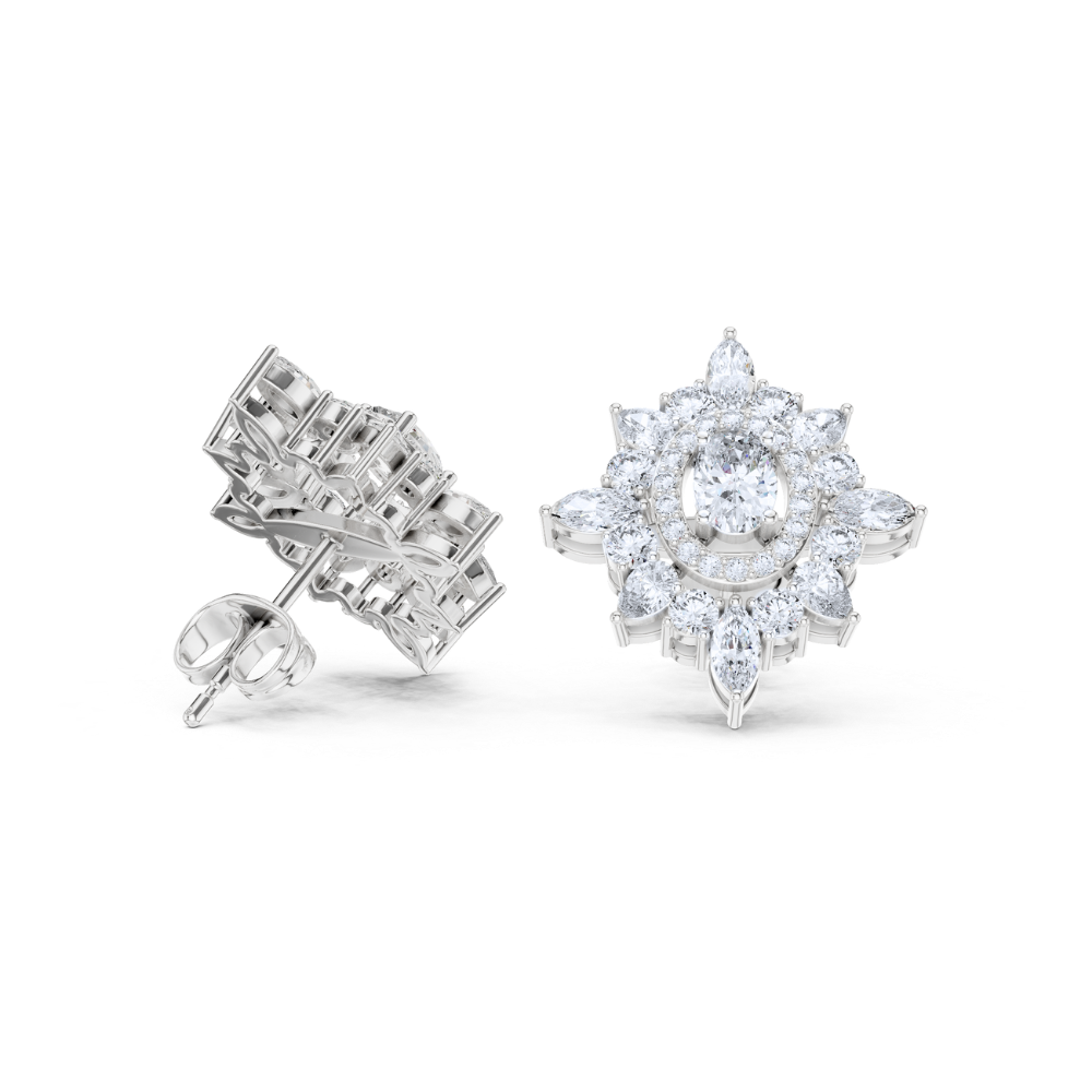 Regal Bloom Diamond Stud Earrings