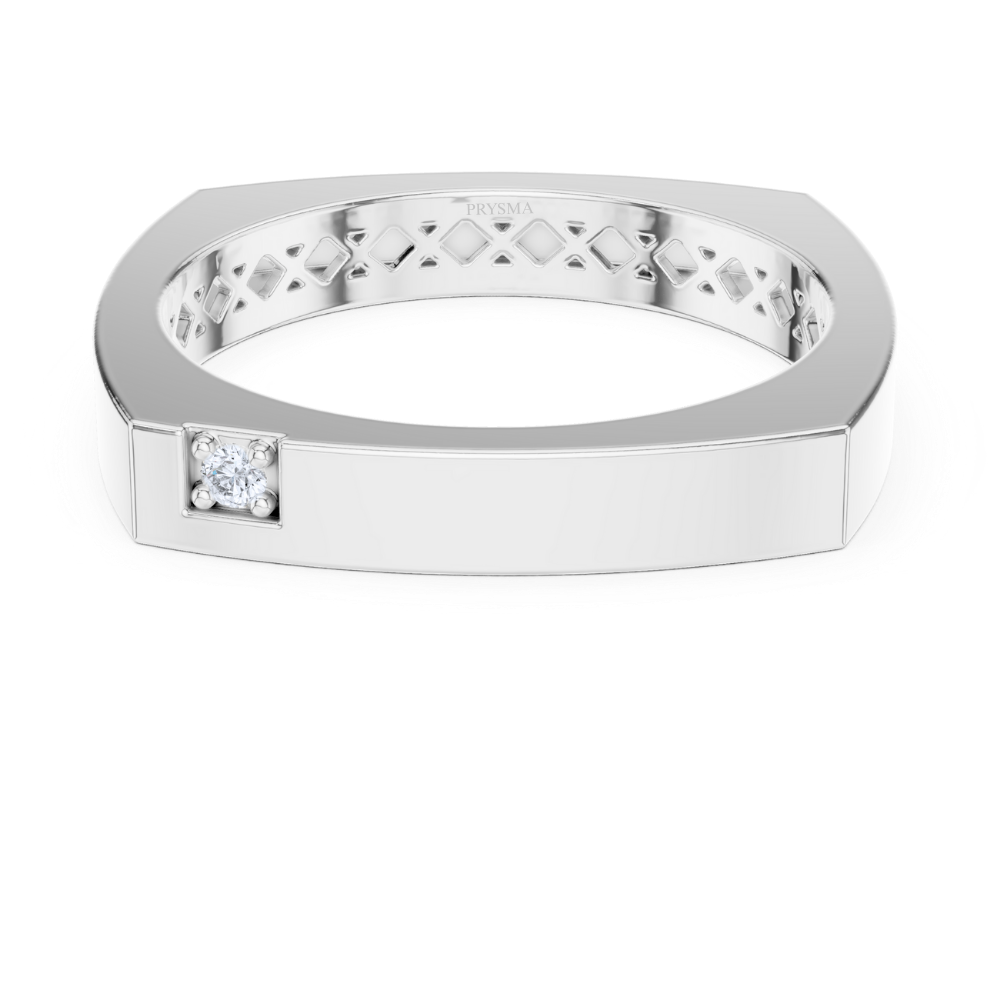 Modern Edge Solitaire Band Ring