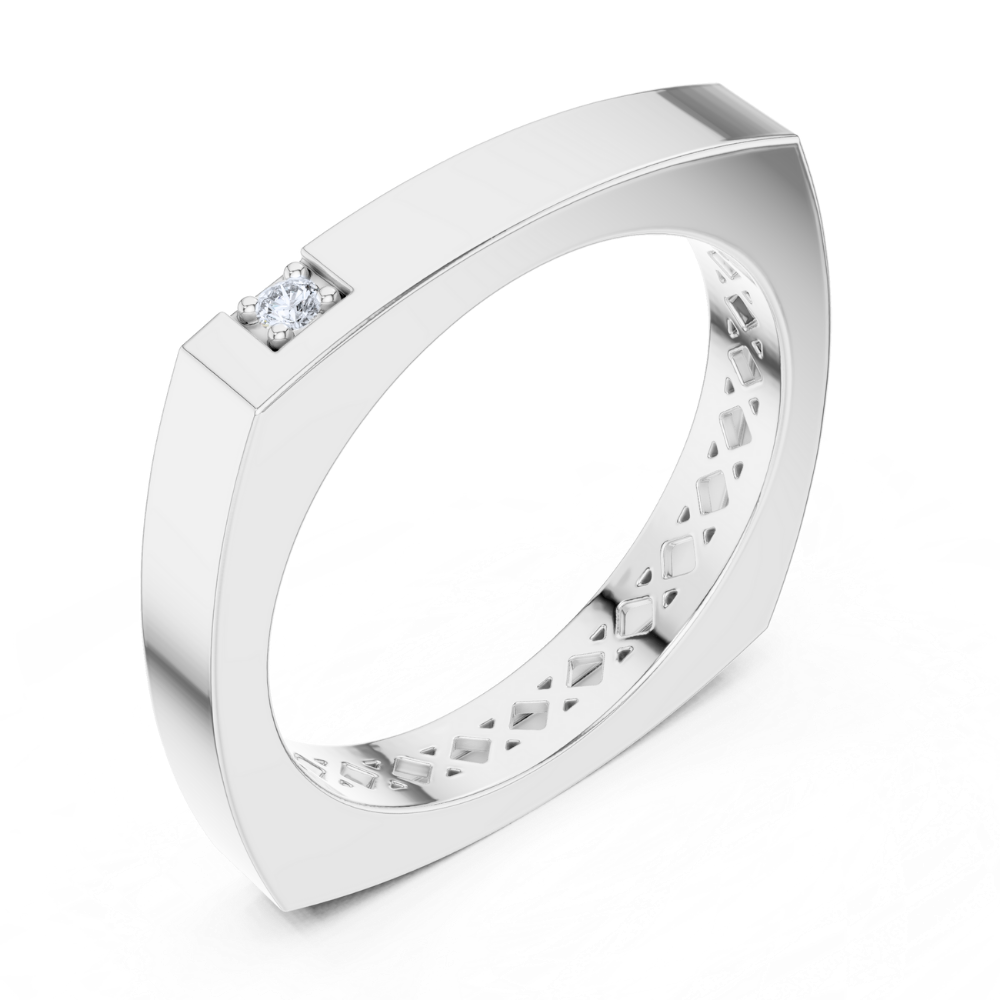 Modern Edge Solitaire Band Ring