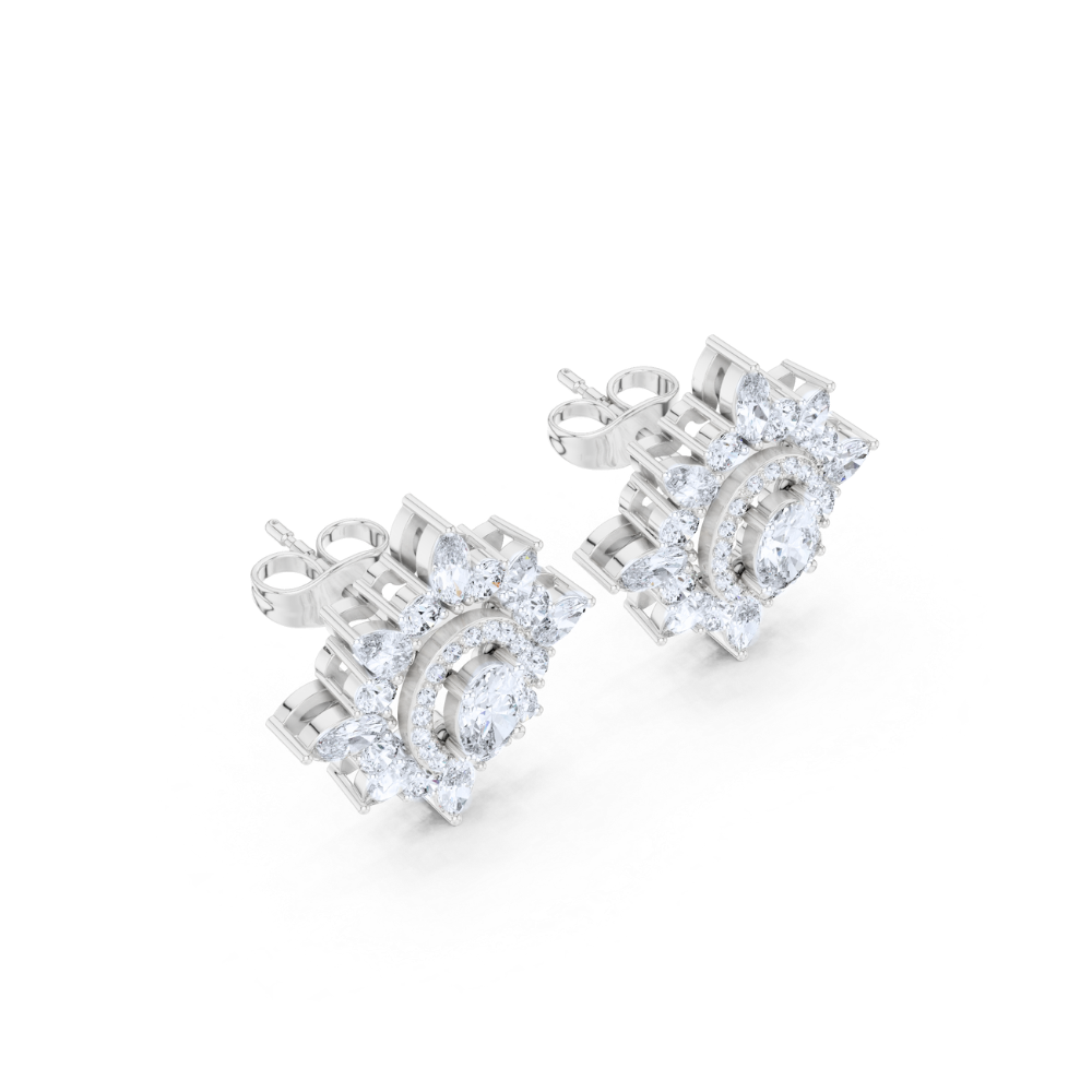 Regal Bloom Diamond Stud Earrings